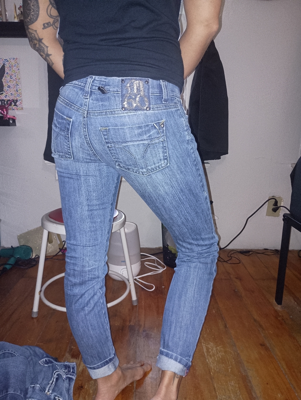 Miss Sixty Denim Jeans with Red Polka Dot Lining